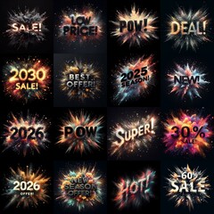 Sale promo. Particles explosion. AI generated illustration - 800534665