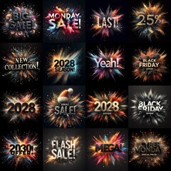 Sale promo. Particles explosion. AI generated illustration - 800534674