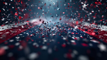 Abstract Red, White, and Blue Stars Festive Background