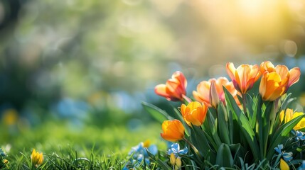beautiful spring blossom flowers on a natural blurred background 