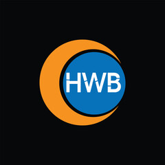 HWB letter logo design with black background