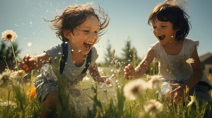 children playing in the field