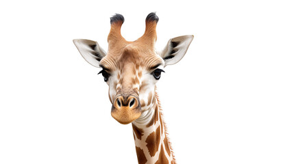 a giraffe looking at the camera