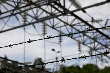 barbed wire of the protected area without people without people