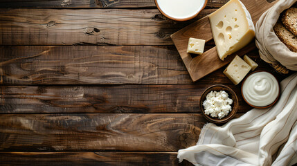 Various dairy products milk and cheese Close up - Powered by Adobe
