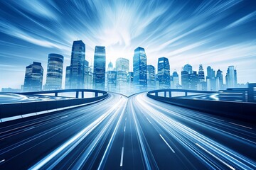 Fototapeta premium Leading Business Concept: Futuristic City Highway Speed Innovation