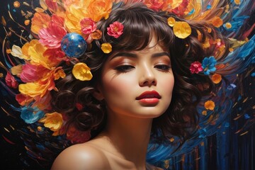 portrait of woman with creative hairstyle