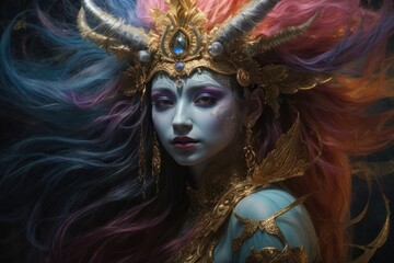 portrait of a woman in carnival mask