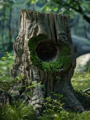 tree stump with a round hole in the middle