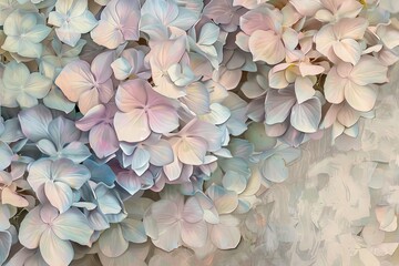 Obraz premium Hydrangea Harmony: Modern Digital Artwork - Close-Up Oil Painting Floral Pattern