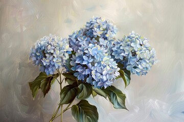 Hydrangea Blooms: Printable Vertical Oil Painting Decorative Wall Art