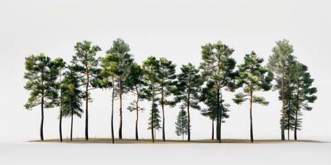 tall tree line isolated on a white background