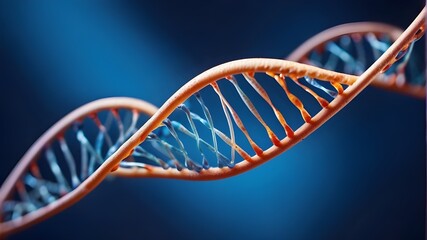 DNA strand against a blue backdrop