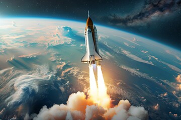 Obraz premium Revolutionizing Business Futures: Aerospace's Cutting-Edge Rocket and Satellite Strategies