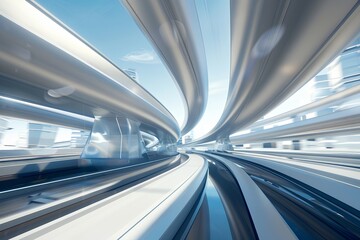 Hyper Loop Speed Motion Blur: Futuristic Urban Highway Rendering