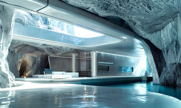 Futuristic building of the future in modernism style