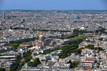Naklejka premium Aerial view of the Hôtel national des Invalides in Paris