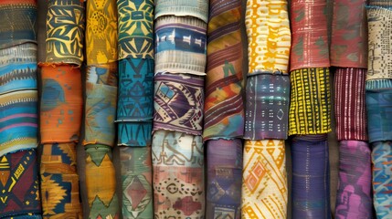 Textiles background: Handwoven or woven with unique patterns from Africa, Displaying Intricate Patterns.
