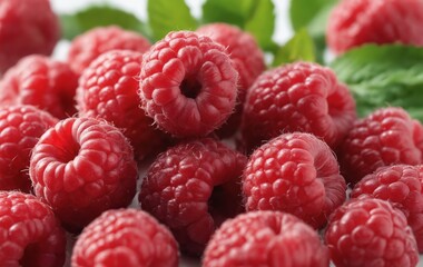 A stack of seedless fruit, raspberries, a staple food bursting with sweetness