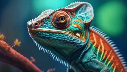 Fototapeta premium chameleon, background, material, illustration, art, graphic, design, cool, designer, Generative AI