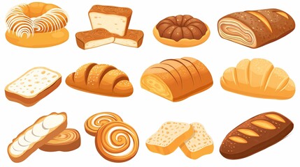Assorted Freshly Baked Bread and Pastry Selection on a Warm Background
