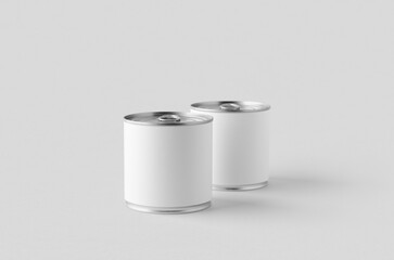Food tin can packaging mockup, medium size.