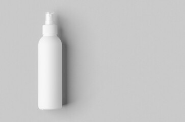 White cosmetic spray bottle mockup with blank copyspace.