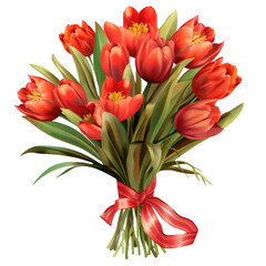 red tulips isolated on a transparent background