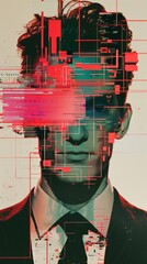 Grunge noise Creative Mixed media collage retro futuristic poster with 80s cyberpunk aesthetic. Beautiful vintage backdrop, grunge graphic design style.