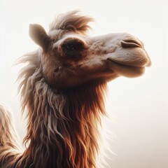 camel in the desert on white