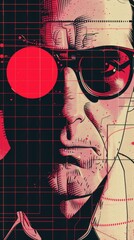 Grunge noise Creative Mixed media collage retro futuristic poster with 80s cyberpunk aesthetic. Beautiful vintage backdrop, grunge graphic design style.