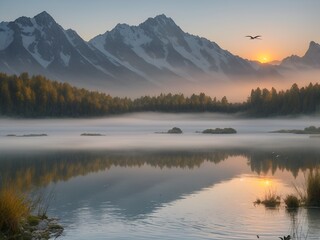 sunrise over the lake