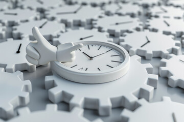 3D rendered image of a clock with one unique hand pointing in a different direction, symbolizing leadership in managing time and priorities  - obrazy, fototapety, plakaty