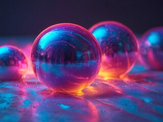 Fond graphique sphere rendu 3D multicolore, wallpaper