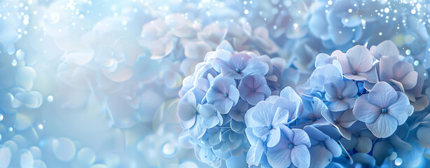 close up of blue hydrangea flowers as background