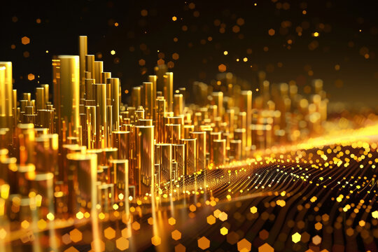3D scatter plot showing correlation between gold prices and technological advancements over decades  