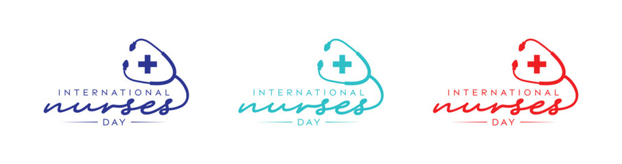 Happy International Nurses Day Logo Design, 12th May International Nurses or Nurse Day, stethoscope, cross, nurse vector logo design