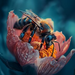 Eine Biene an einer schönen Blume
