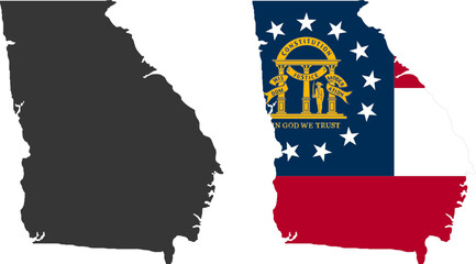 Georgia state of USA. Georgia flag and territory. States of America territory on white background. Separate states. Vector illustration