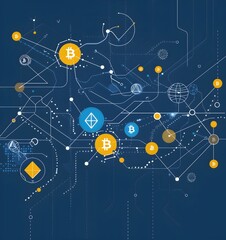 flat vector illustration of blue background with text