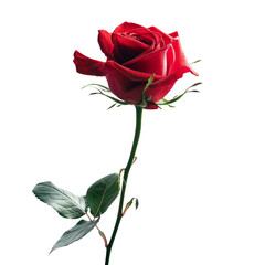 Naklejka premium Red rose on transparent background. Ai generated