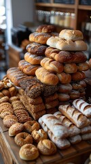 amazing head-up background full of bread, professional image and realistic colors