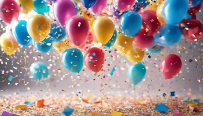 'generated confetti ai balloons birthday christmas decoration holiday celebration party balloon vector card illustration design frame easter happy ball ribbon sphere pattern colourfu'