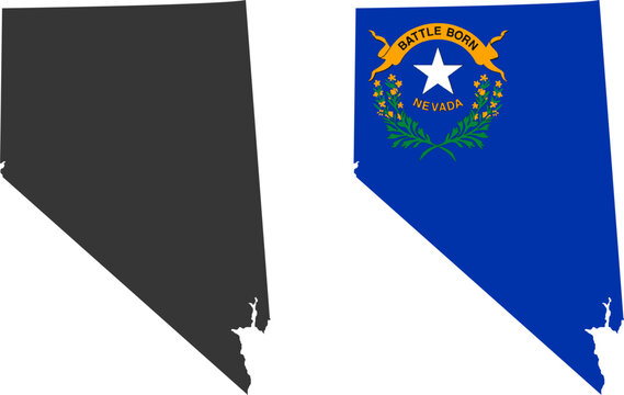 Nevada state of USA. Nevada flag and territory. States of America territory on white background. Separate states. Vector illustration