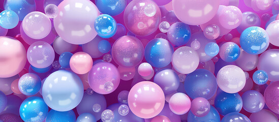 Pastel Colorful balls abstract wallpaper or background. Pattern design for poster backdrop, flyer, banner, card, cover, brochure. Cute spheres texture. 3d render style.
