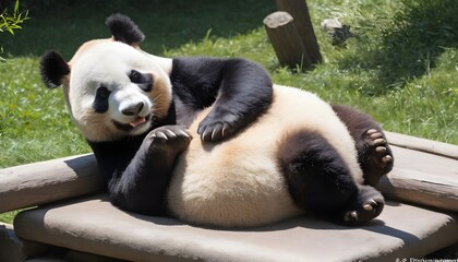 A Giant Panda Enjoying A Lazy Day In The Sun