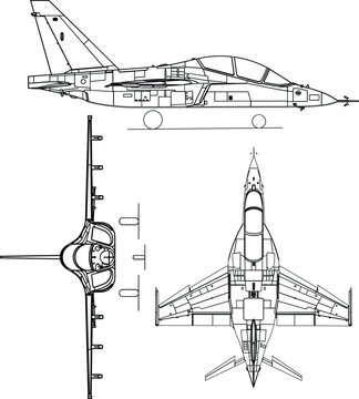 Adobe Illustrator Artwork akolev Yak-130D 3-view-svg vector file.eps