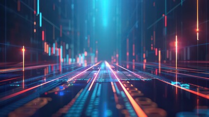 abstract illustration background with digital encryption patterns and financial market graphics, very modern and hi-tech   