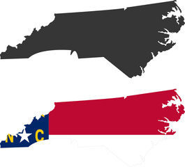 North Carolina state of USA. North Carolina flag and territory. States of America territory on white background. Separate states. Vector illustration