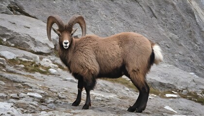 An Ibex With Its Fur Fluffed Up Against The Cold